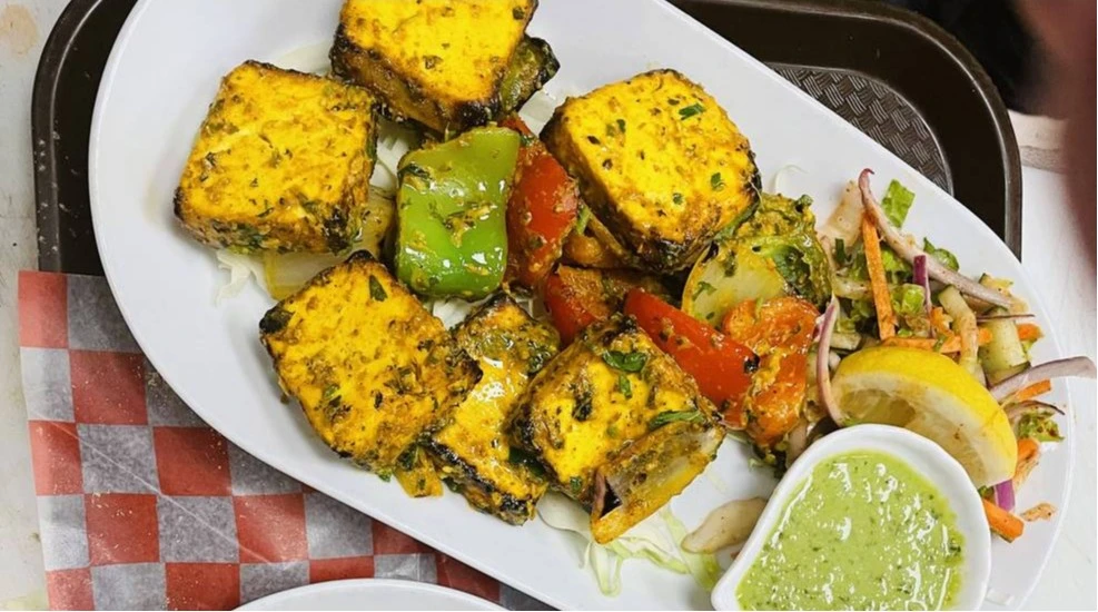 Paneer Tikka at Tandoori Kitchen Edmonton - marinated cottage cheese grilled in tandoori oven